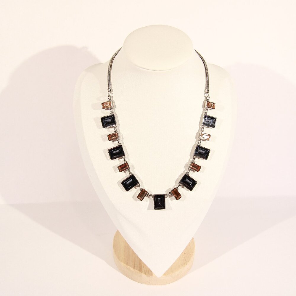 White House Black Market Silver Tone with Multi-Colored Rhinestones